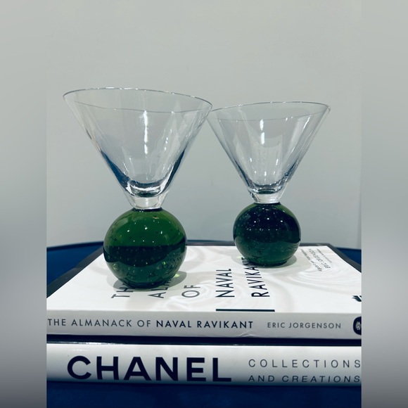 🛑SOLD🛑Vtg Regency Mid-Century Martini Glass With Bubble Ball Base Set of 2 - Picture 2 of 3